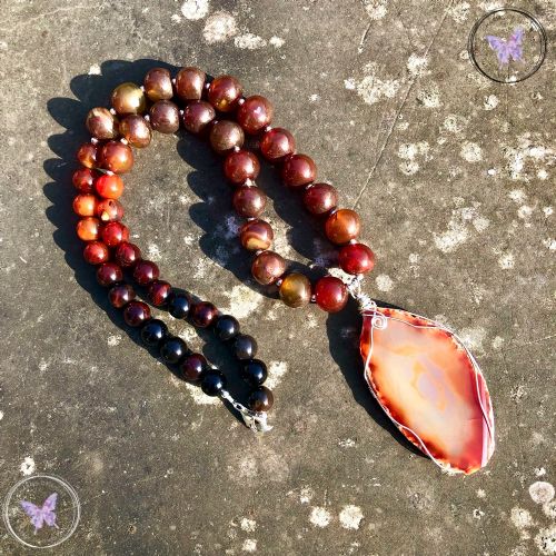 Agate Slice Beaded Necklace